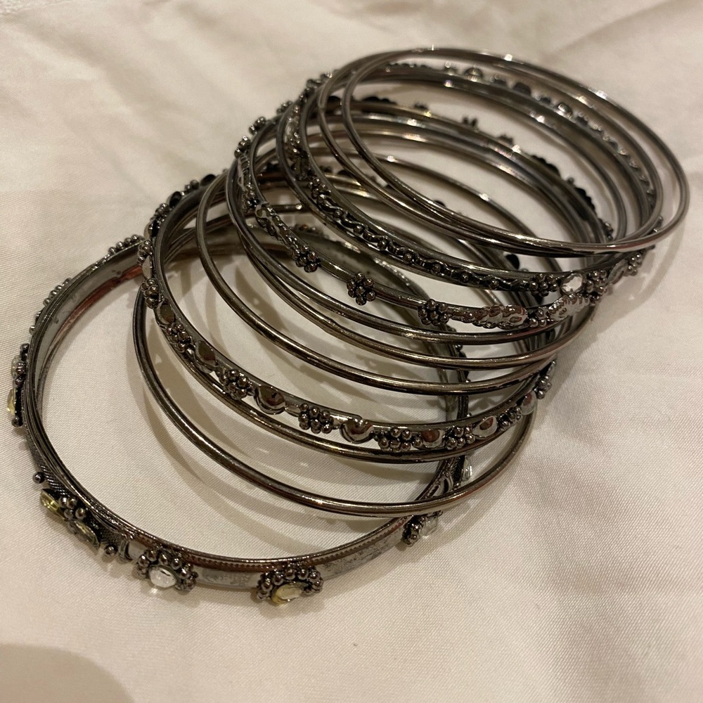 Dark Grey Metallic Bangles